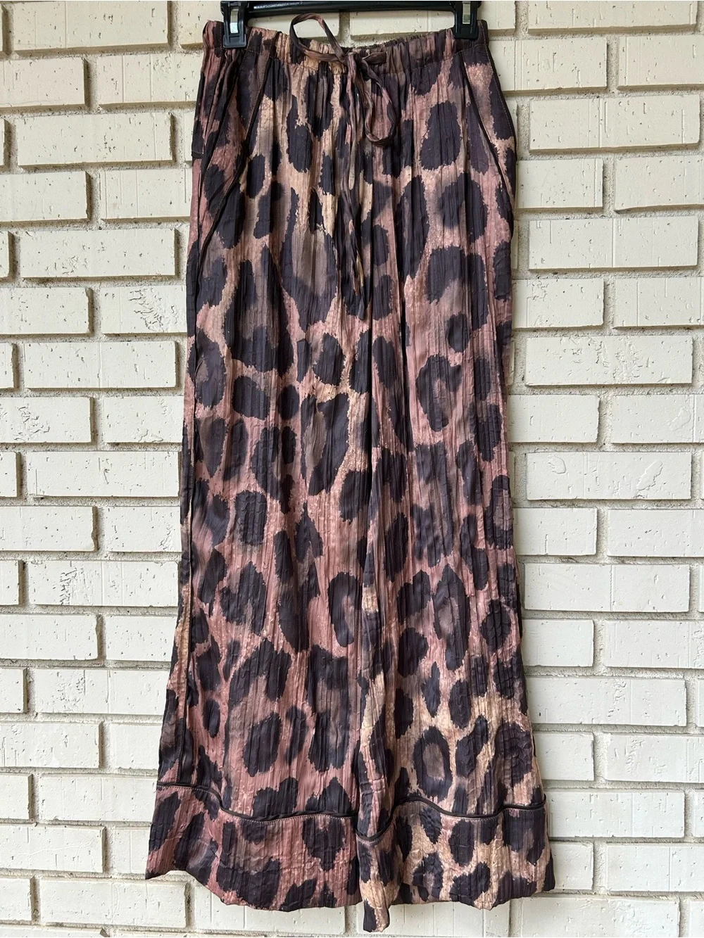Free People All Out Printed Satin Pants Leopard Print